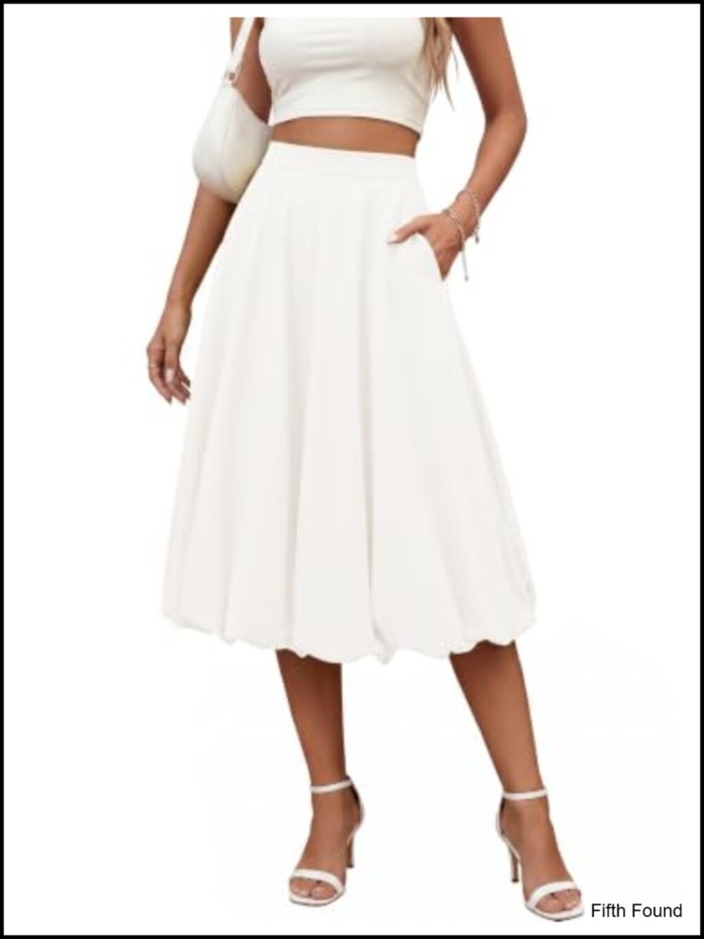 Midi Bubble Skirt with Pockets 100% Polyester A-Line Casual